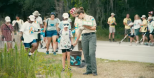 Girl Scouts picking up trash