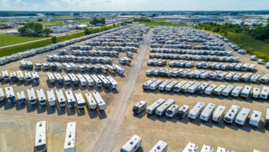 RV dealership lot aerial view