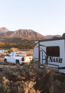 Influencer Marketing Produces Road-Tested Results 9 A truck pulling an RV in on off-road trails in Colorado.