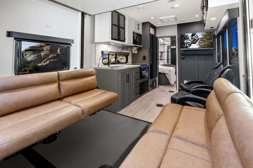 Model Year 2026 Preview: Crossroads RV & KZ RV 6 2026 KZ RV Sportster X 22X Travel Trailer Toy Hauler Garage Living Room