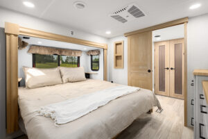 Model Year 2026 Preview: Palomino, Rockwood, Sandpiper/Sierra, Forest River Park Models 7 3900HBLR Main Bedroom