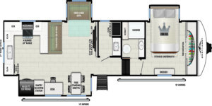Model Year 2026 Preview: East to West, Cedar Creek & Prime Time RV 2 Floorplan of the Tandara 388LR