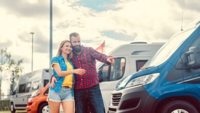 A couple looking to buy a camper or RV, illustrating customer expectations for the RV industry.