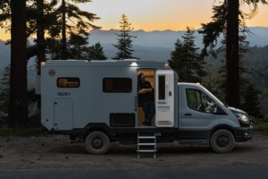 AEONrv Pine Forest Sunset Open Door Person Standing