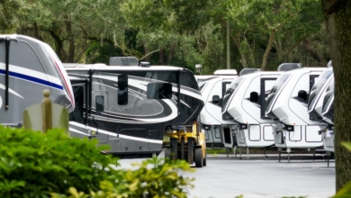 RVs on a dealership lot