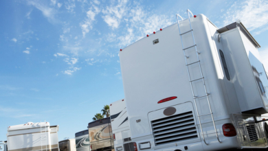 RVs on a dealership sales lot