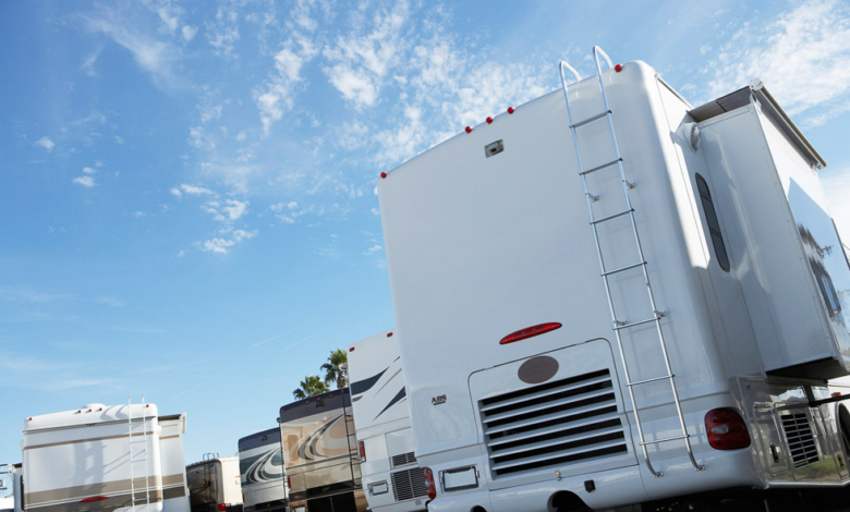 RVs on a dealership sales lot