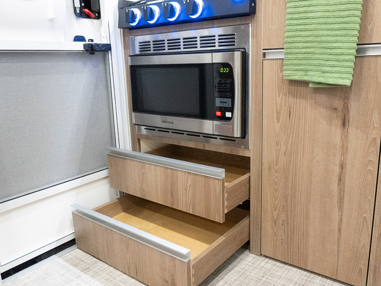Model Year 2027: Rossmönster, inTech & Grounded RVs 5 sol dawn interior kitchen close up