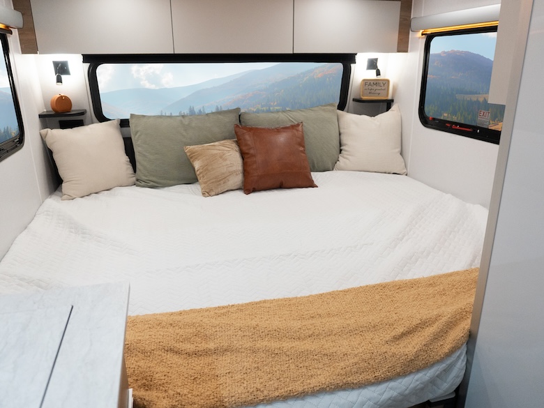 Model Year 2027: Rossmönster, inTech & Grounded RVs 4 sol dusk interior bedroom king bed
