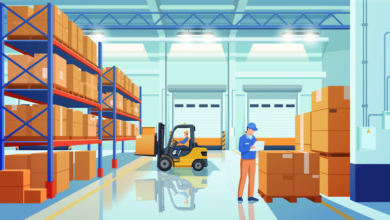 What’s In the Back: Keeping Your Parts & Accessories Department in Shape 5 Illustration of workers in a warehouse with a forklift moving boxes to demonstrate keeping an RV parts and accessories department in good shape