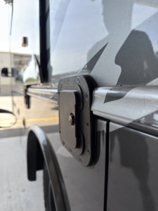 The RV Fuel Vault Offers RV Fuel Port Protection 2 installed closed side angle